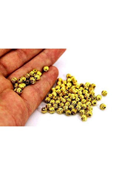 yfhobi 10 Adet - 5 Mm Çizgili Misket, Metal Boncuk, Ham Pirinç