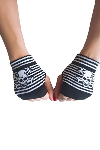 ZEYZEY MONKEY Çizgili Iskelet Desen Parmaksız Eldiven