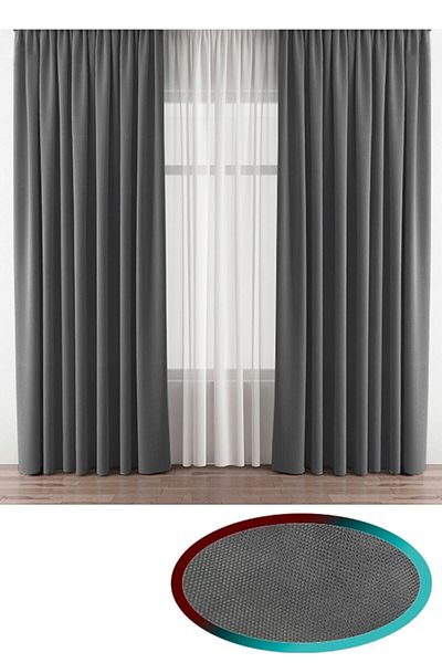 KARİZMA PERDE Anthracite Gray Island Background Flat Planting Without Pleat 1stClass Quality Single Wing Background Curtain