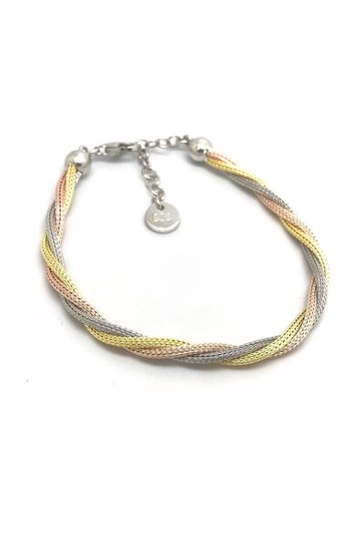 Erer Gümüş Gümüş 3 Renk Burgu Model Bileklik