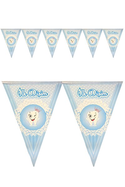 Huzur Party Store Ilk Dişim Yazılı Mavi Flama 10 Bayrak 2 Metre Inci Dişli Te...
