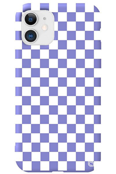 WANNA PROTECT Iphone 11 Lila Renkli Premium Içi Kadifeli Dama Desenli Silikon...