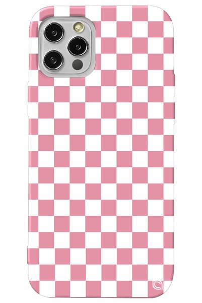 WANNA PROTECT iPhone 12 Pro Max Pink Color Premium Velvet Checkered Patterned...