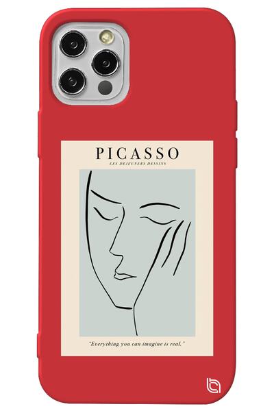 WANNA PROTECT iPhone 13 Pro Red Color Premium Velvet Inside Picasso Patterned...