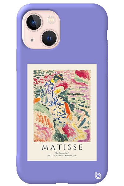 WANNA PROTECT Iphone 13 Lila Renkli Premium Içi Kadifeli Matisse Desenli Sili...