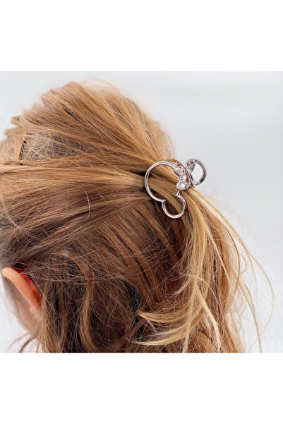 QUEEN AKSESUAR Mickey Mouse Fare Model Gümüş Metal Küçük Mandal Toka Çocuk Ye...