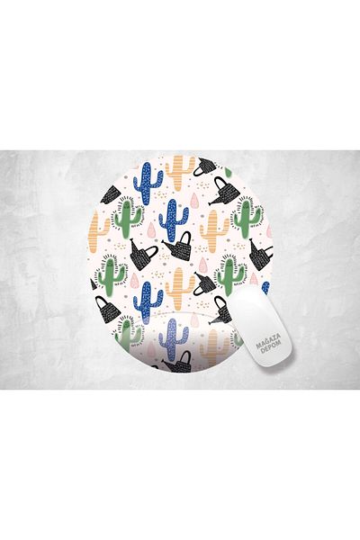 MAĞAZA DEPOM Πολύχρωμο Cacti Visual - Τυπωμένο Οβάλ Mouse Pad