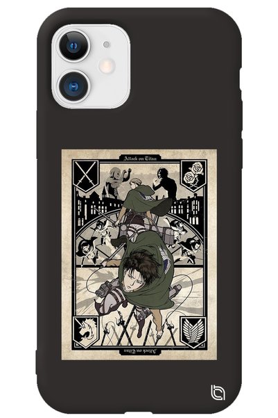 WANNA PROTECT iPhone 11 Black Premium Velvet Inside Attack on Titan Patterned...