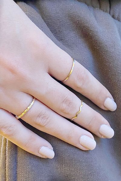 axexuar 3-Piece Gold Yellow Color Joint Ring Plain Curved Patterned Women's Ring