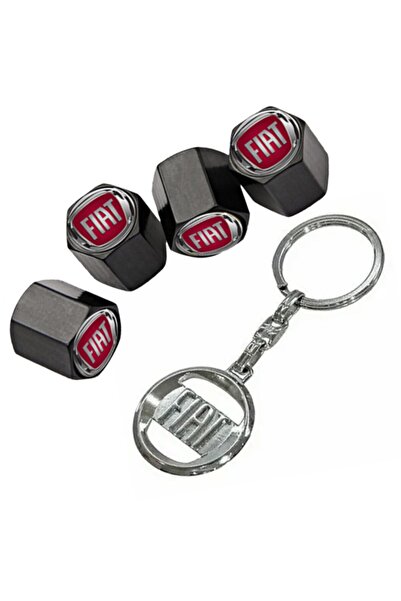 GARDENAUTO غطاء صمام فيات دوبلو كومبي ميكس 4 قطع وسلسلة مفاتيح كروم