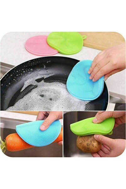 Jetcom Silicone Round Dishwashing Brush Multi-Purpose Silicone Brush Non-Burning Set of 2