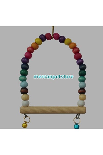 MercanPetStore Muhabbet Kuşu Salıncağı Ahşap Boncuklu