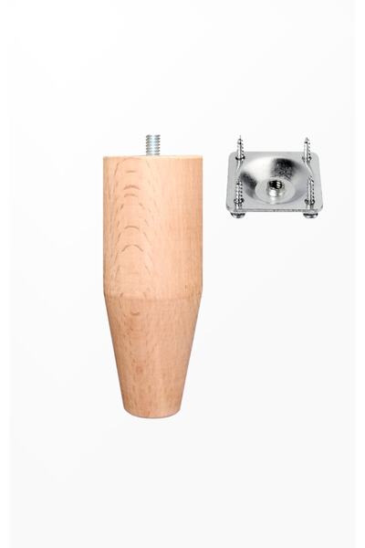 turanahşap Picior de mobilier din lemn brut / Lungime: 16 Cm / Diametru: 5,5 Cm / Livrare cu dispozitiv de montare!