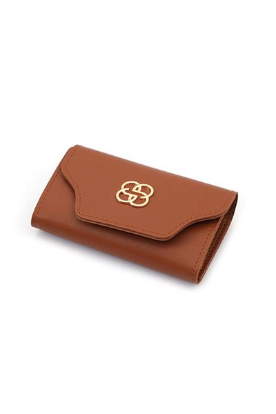 Defnella Tan Accordion Model Card Holder Wallet 11X8 cm