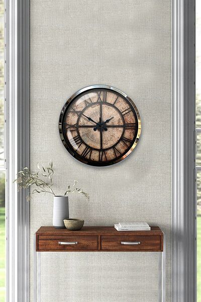 Kasva Concept Cadou Decorativ 40 Cm Crom Metal Ceas de Perete Antic