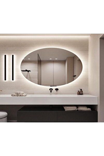 artglass vitray Led'li Oval Ayna (86X54CM)