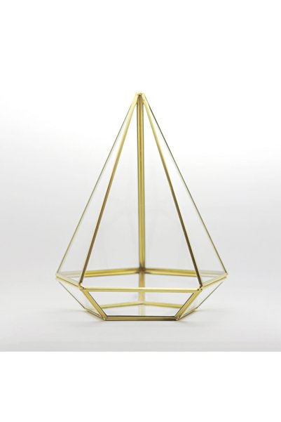 El Crea Designs 27x22x22cm Pirinç Gold Brass Çikolata Kutusu Geometrik Terary...
