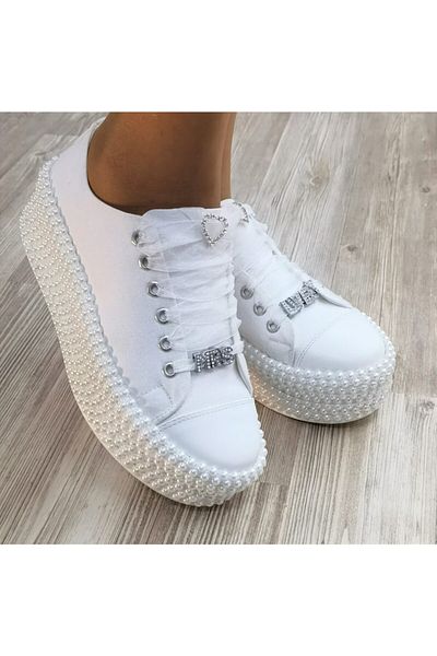 Ayakkabı Tutkusu Stilo ® Pantofi de mireasa sport albi 6cm