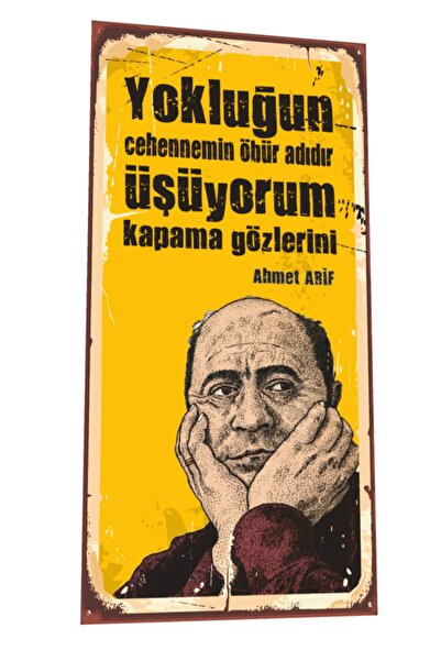 Hayat Poster Ahmet Arif 16 Cm X 16 Cm Retro Ahşap Poster