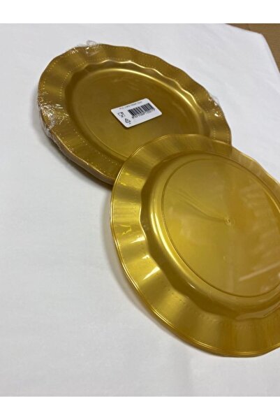 Erler Ambalaj Erler Amb. Gold Rengi Lüks Sert Plastik Mika Yuvarlak Tabak 22 Cm 6 Adet