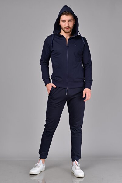 TUSSE Мъжки тъмносин анцуг с качулка