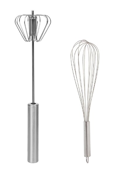 İndirimKap 2'li Çelik Basmalı Mixer Ve Tel Çırpıcı Seti