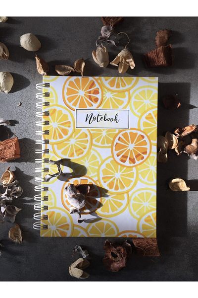 Fark Tanıtım Orange Patterned Unlined Spiral Notebook