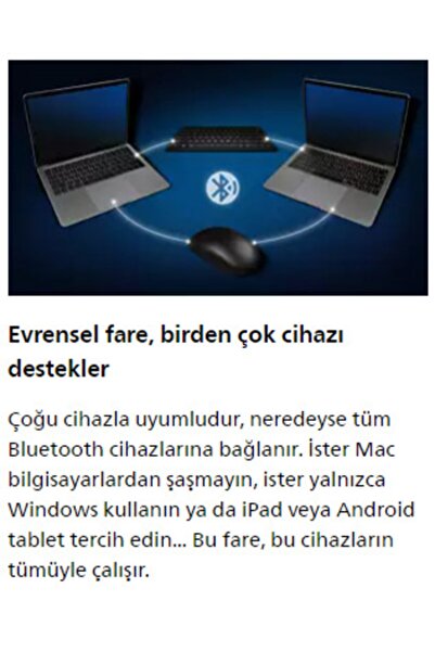 Philips Bluetooth+wireless Mouse Çok Aygıtlı Sessiz Tasarım Spk7407b/00