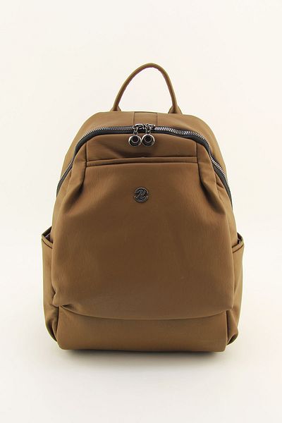 HNB Tan Multi-Pocket Washed Leather Waterproof Women's Backpack