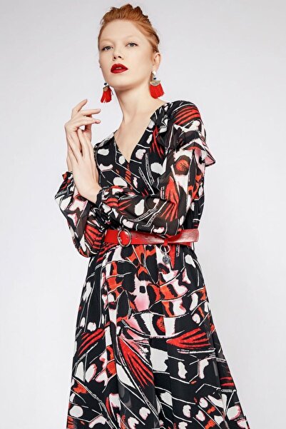 Perspective Betha Black Red Color Dress