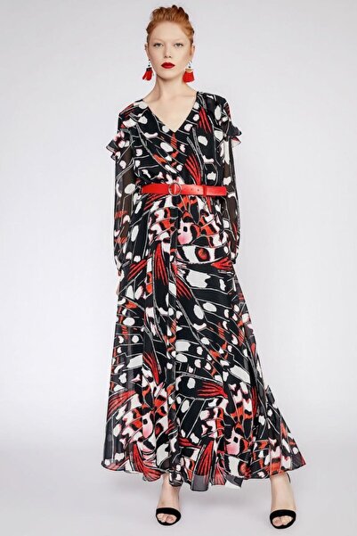 Perspective Betha Black Red Color Dress