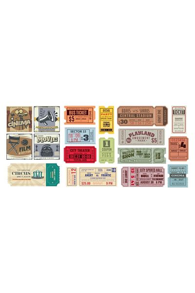 ENGINPRINT Vintage Ticket Sticker 18 Pieces Waterproof Anti-Scratch