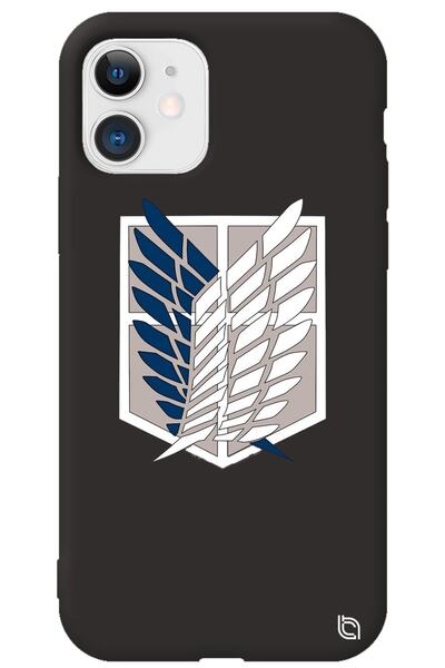 WANNA PROTECT iPhone 12 Black Premium Velvet Attack on Titan Patterned Silico...