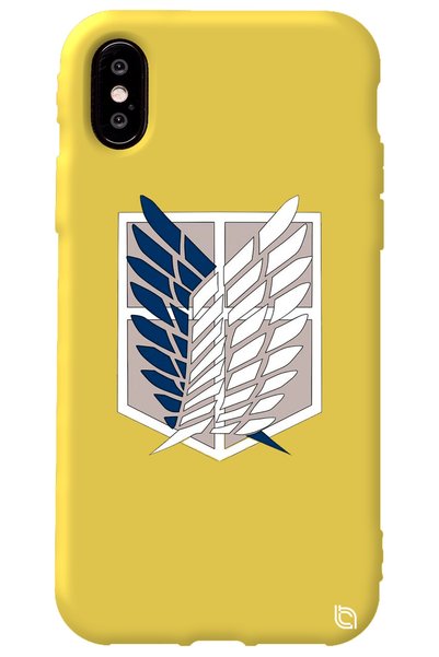 WANNA PROTECT iPhone XS Yellow Premium Velvet Attack on Titan Patterned Silic...