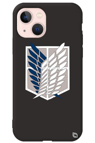 WANNA PROTECT Iphone 13 Siyah Premium Içi Kadife Attack On Titan Desenli Sili...
