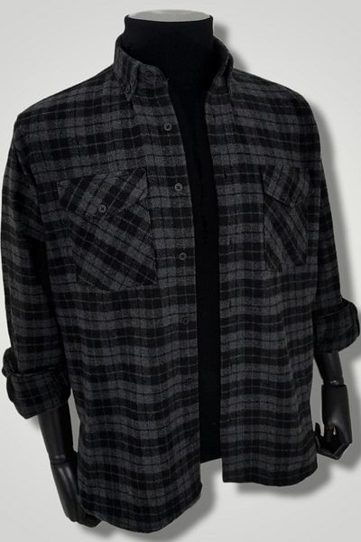 Marca Uno Men's Double Pocket Lapel Buttoned Plus Size Lumberjack Winter Shirt