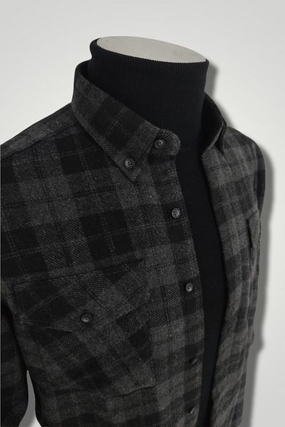 Marca Uno Men's Double Pocket Lapel Buttoned Plus Size Lumberjack Winter Shirt