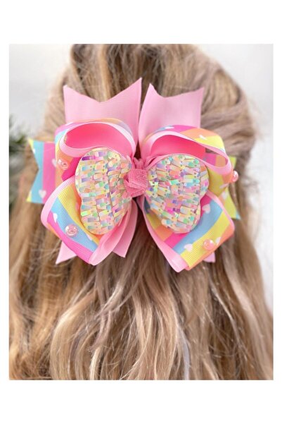 QUEEN AKSESUAR Özle Tasarım Lüks Kelebek Fiyonk Pullu Incili Renkli Gökkuşağı...