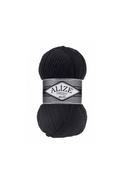 Alize Superlana Maxi (ΘΟΛΟ) Πλεκτό νήμα - 60 Μαύρο Makxi