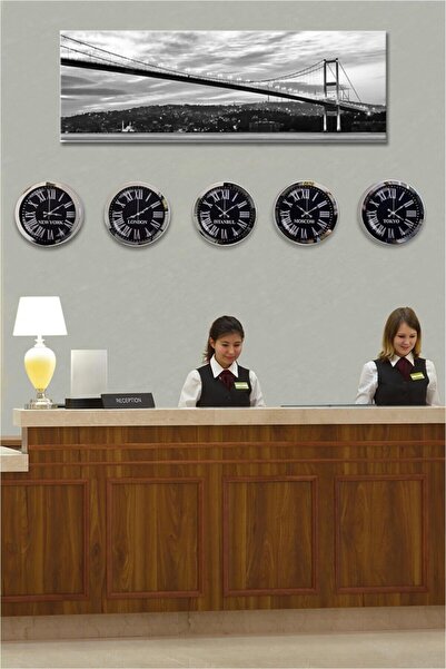 Dream Gift طقم 5 قطع من معدن الكروم مقاس 36 سم من الرخام للفندق بتوقيت عالمي