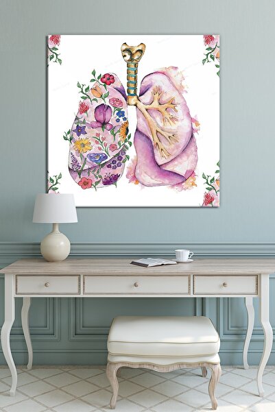 Morfil Sanat Atölyesi Pictură pe pânză cu efect de acuarelă, plămâni și flori...