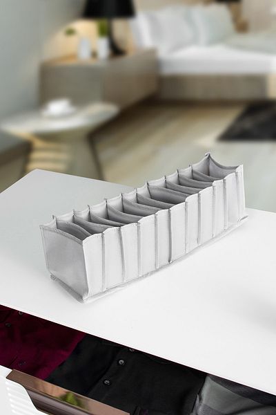 Serstil 11 Compartment Anthracite Drawer Organizer - Small - 11 X 41 X 12 Cm