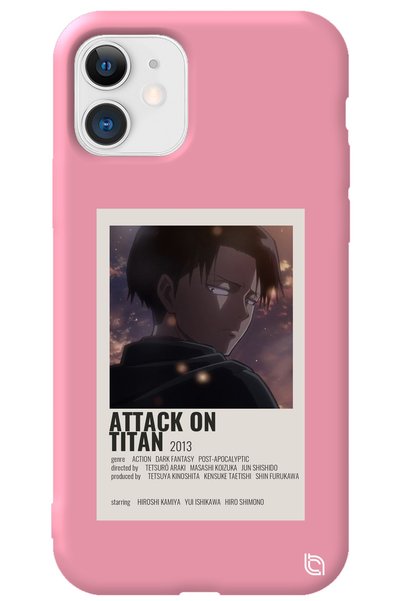 WANNA PROTECT iPhone 12 Pink Premium Velvet Attack on Titan Levi Patterned Si...