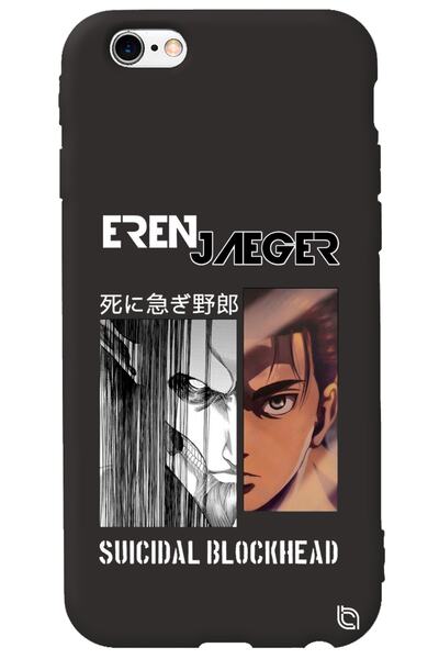 WANNA PROTECT iPhone 6 6S Black Premium Velvet Inside Attack on Titan Eren Pa...