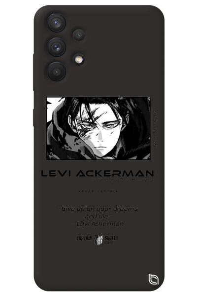 WANNA PROTECT Samsung A32 Black Premium Velvet Inside Attack on Titan Levi Pa...