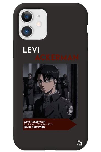 WANNA PROTECT Iphone 11 Siyah Premium Içi Kadife Attack On Titan Levi Desenli...