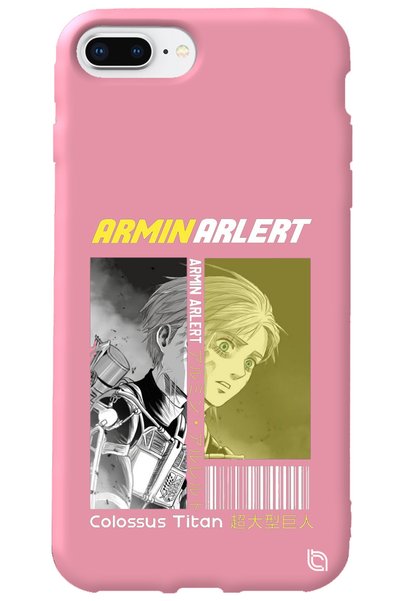 WANNA PROTECT iPhone 8 Plus Pink Premium Velvet Attack on Titan Patterned Sil...