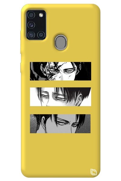 WANNA PROTECT Samsung A21S Yellow Premium Velvet Attack on Titan Patterned Si...
