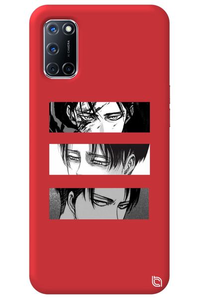 WANNA PROTECT Oppo A72 Red Premium Velvet Inside Attack on Titan Patterned Si...