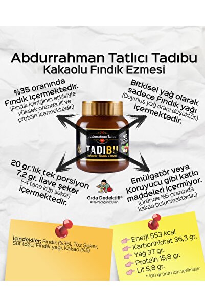 Abdurrahman Tatlıcı Tadıbu Kakaolu Fındık Ezmesi Çokokrem 330 gr x 9 Adet